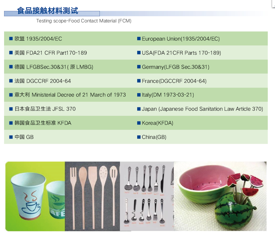 食品接触材料检测